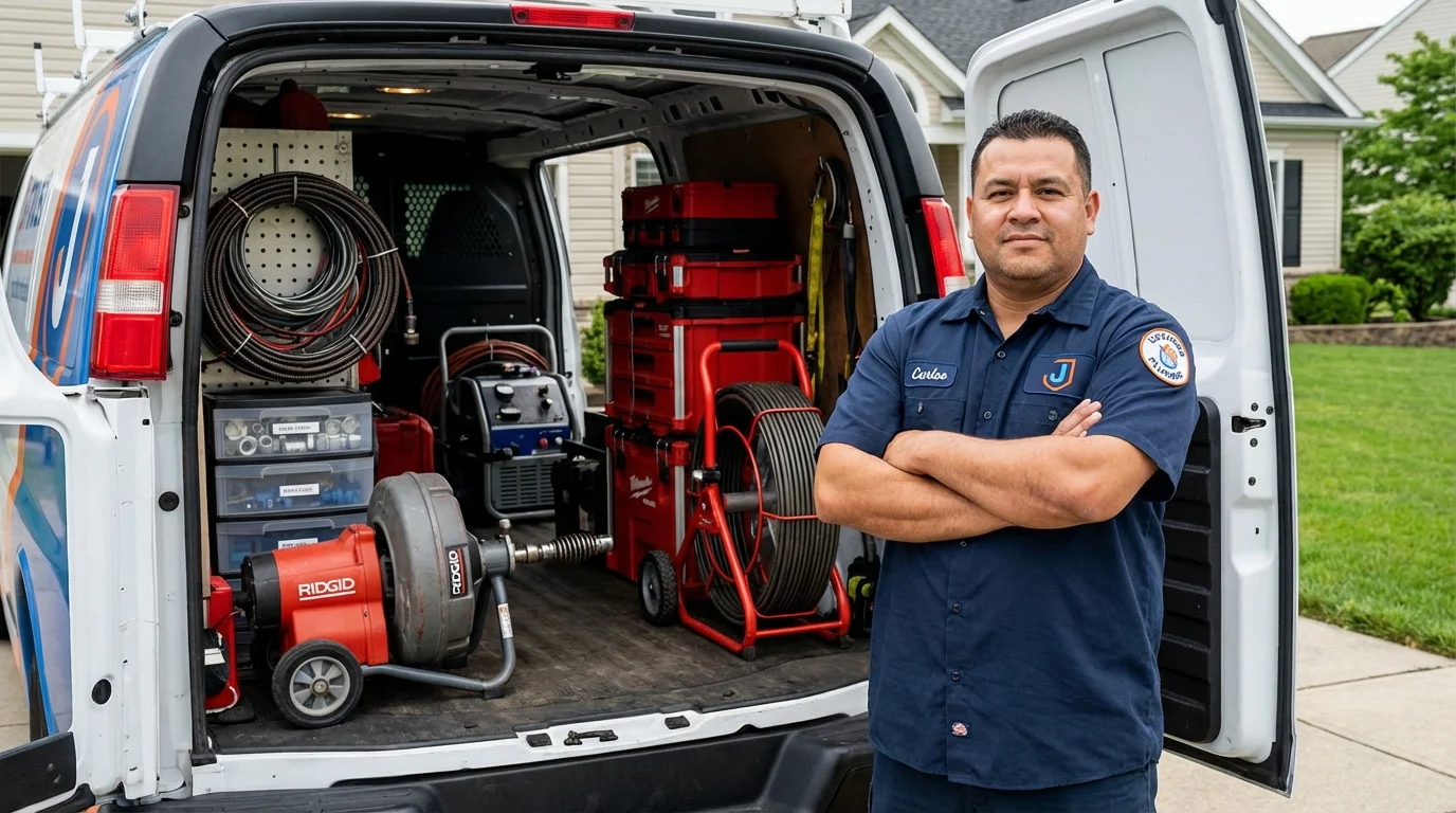 Professional drain cleaning equipment and Johns Plumbing LLC plumber in La Pine