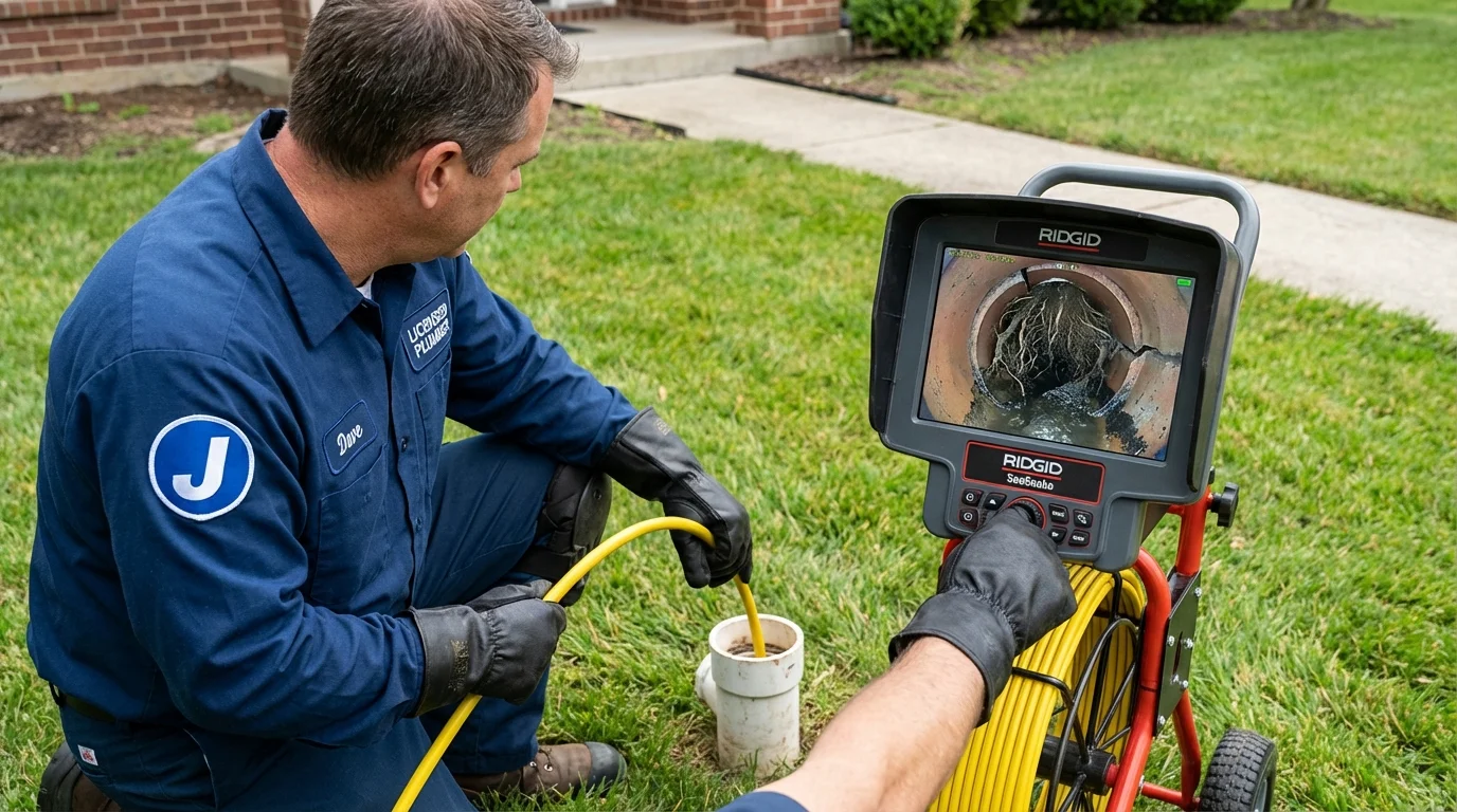 Sewer camera inspection being performed by Johns Plumbing LLC in La Pine