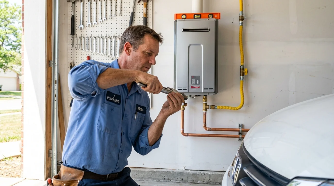 Tankless water heater installation by a Johns Plumbing LLC plumber in La Pine